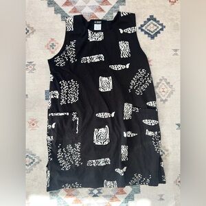 Elegant Black and White Patterned Mini Dress